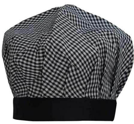 Chef Cap B/W Checks with Black Patti